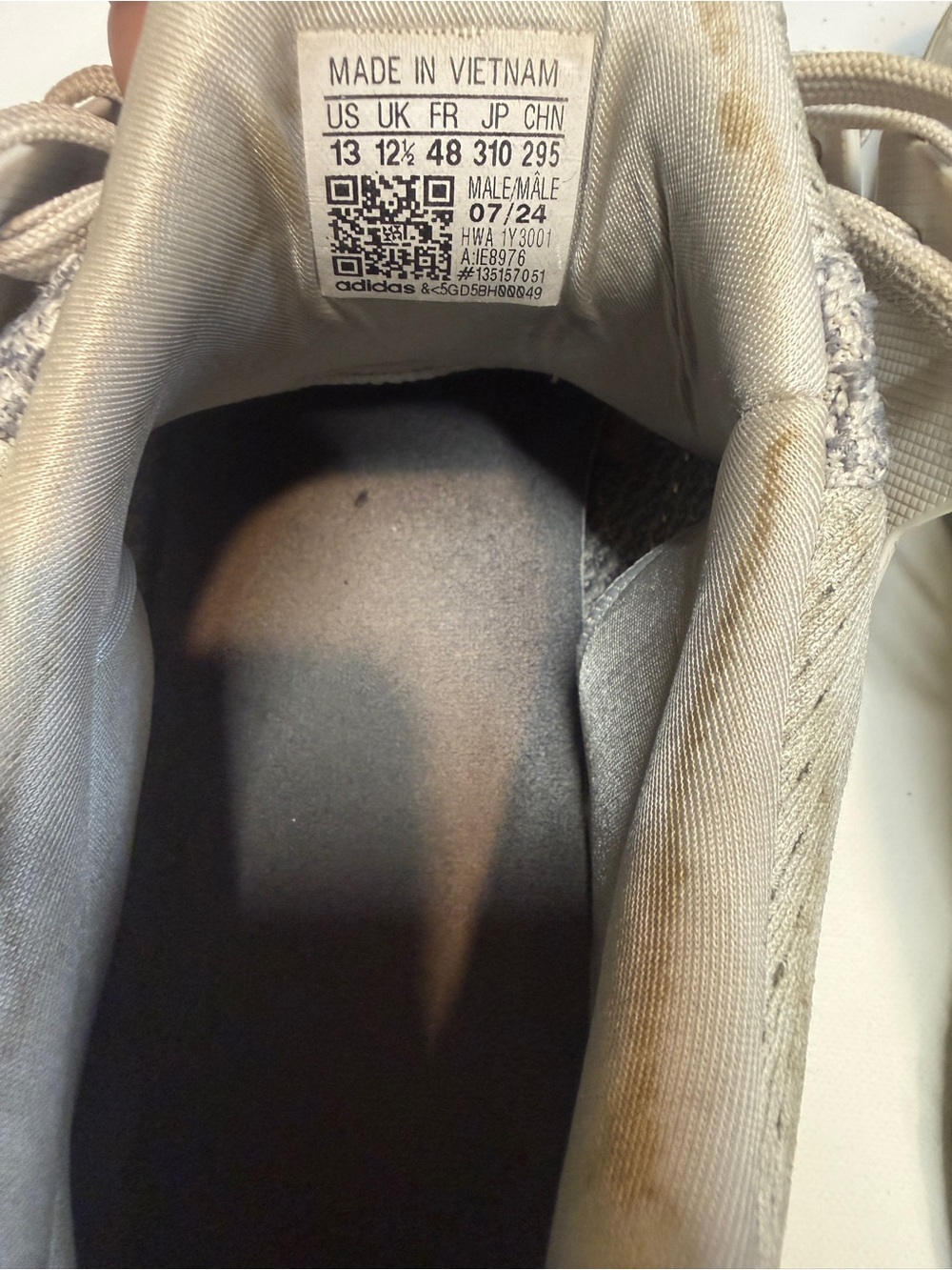 adidas Ultra Boost Men’s Athletic Running Shoes in Light Gray and Cream - Picture 11 of 13